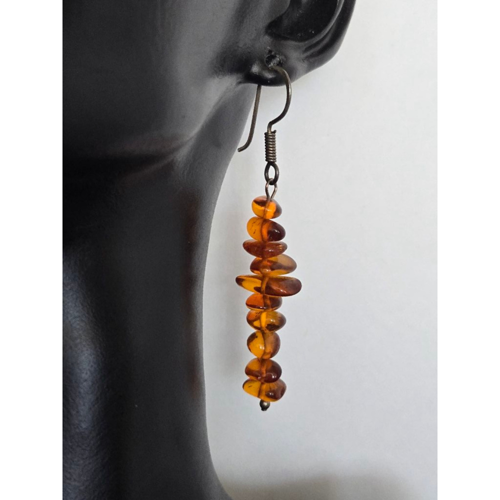 Vtg real amber sterling earrings
